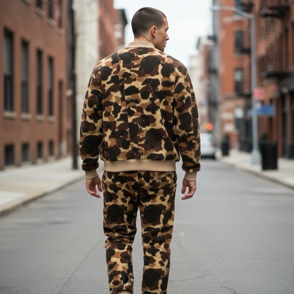 Vintage 1970's Columbia Sportswear Duck Camo Fleece Sweatsuit Men's Medium - Picture 2 of 16